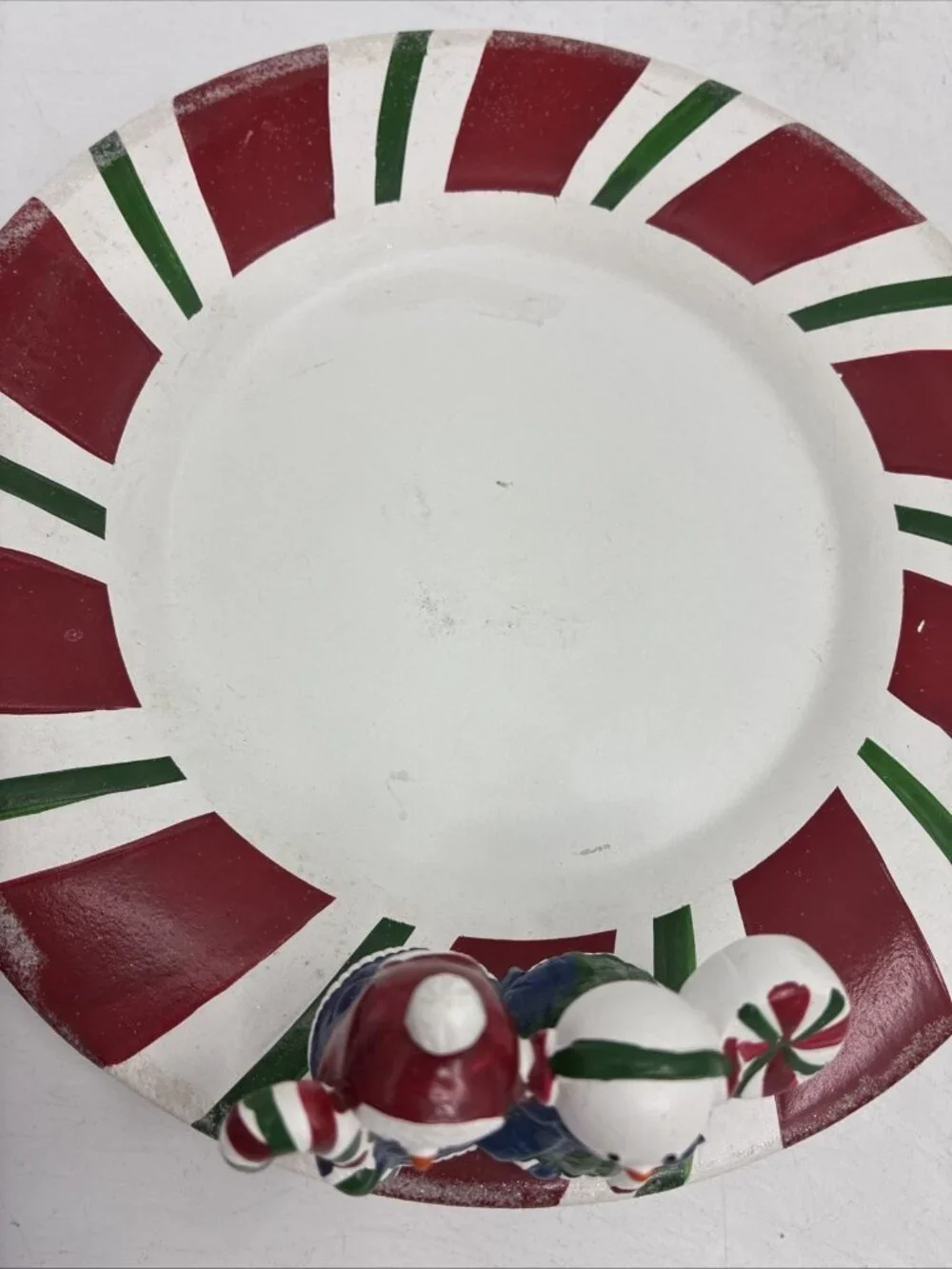 Yankee Candle Snowmen Christmas Candle Shade Plate Set Candy Cane Holiday Decor